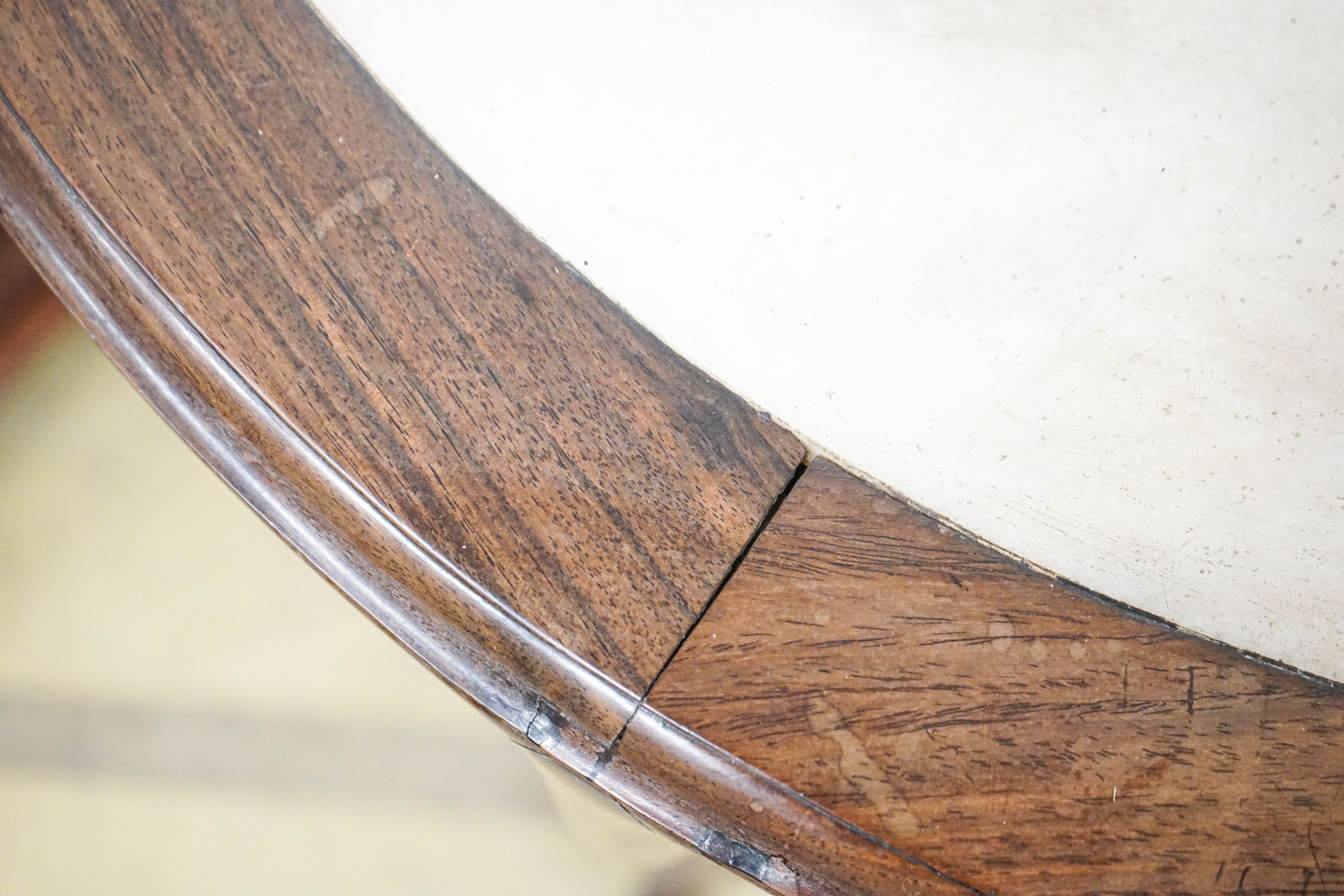 A pair of Chinese marble-topped demi lune console tables, width 82cm, depth 40cm, height 80cm